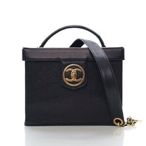 Chanel Vintage Large Caviar Vanity Cosmetics Case Shoulder Bag